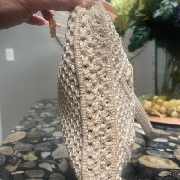 Handmade Macrame Shoulder Bag Boho Hippie Knit Woven Ivory Crossbody​ - Picture 5 of 6